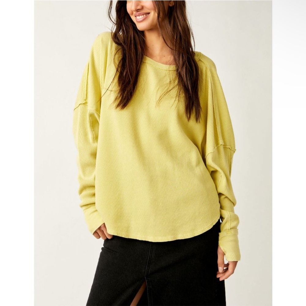Free People Microphone Drop Thermal in Lemon Grass